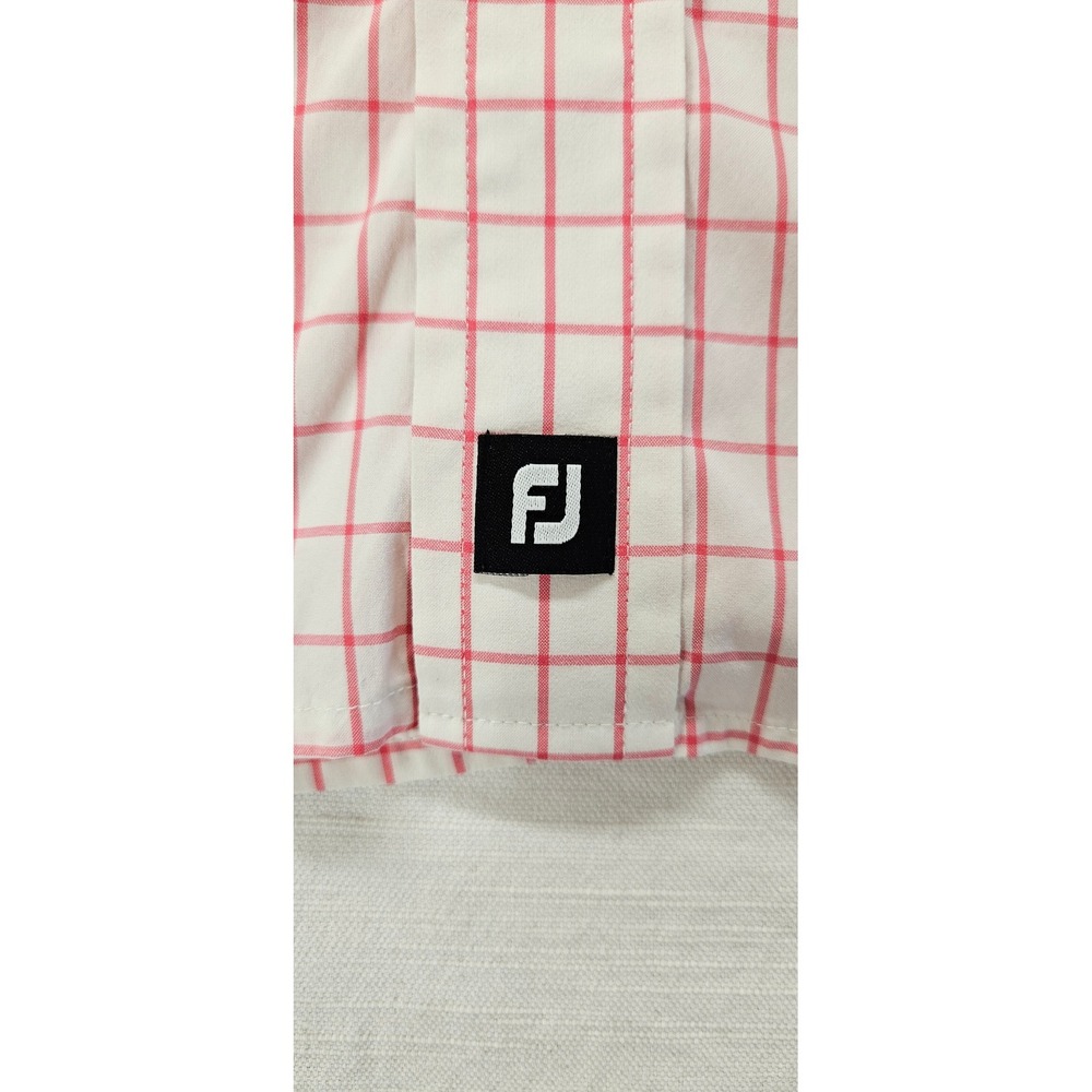 FootJoy Mens XL Pink White Windowpane Check Long Sleeve Button Down Golf Shirt - Picture 3 of 8
